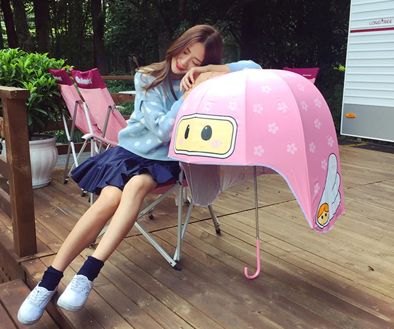 Cartoon Folding Outdoor Rain Cover Helmet Umbrella