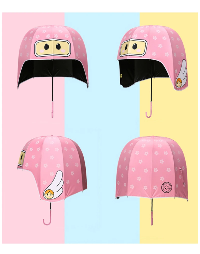 Cartoon Folding Outdoor Rain Cover Helmet Umbrella