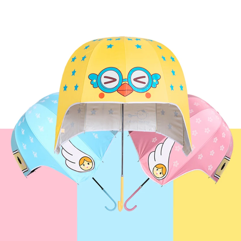 Cartoon Folding Outdoor Rain Cover Helmet Umbrella