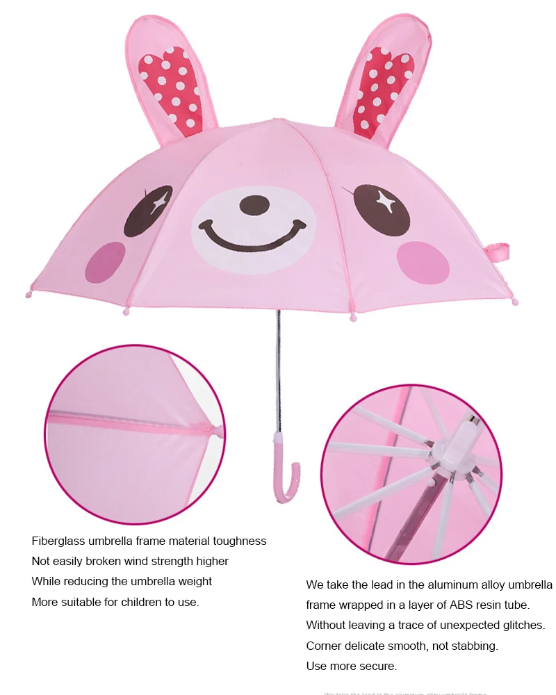 3D Cartoon Kids Non-Automatic Small Rain Umbrella