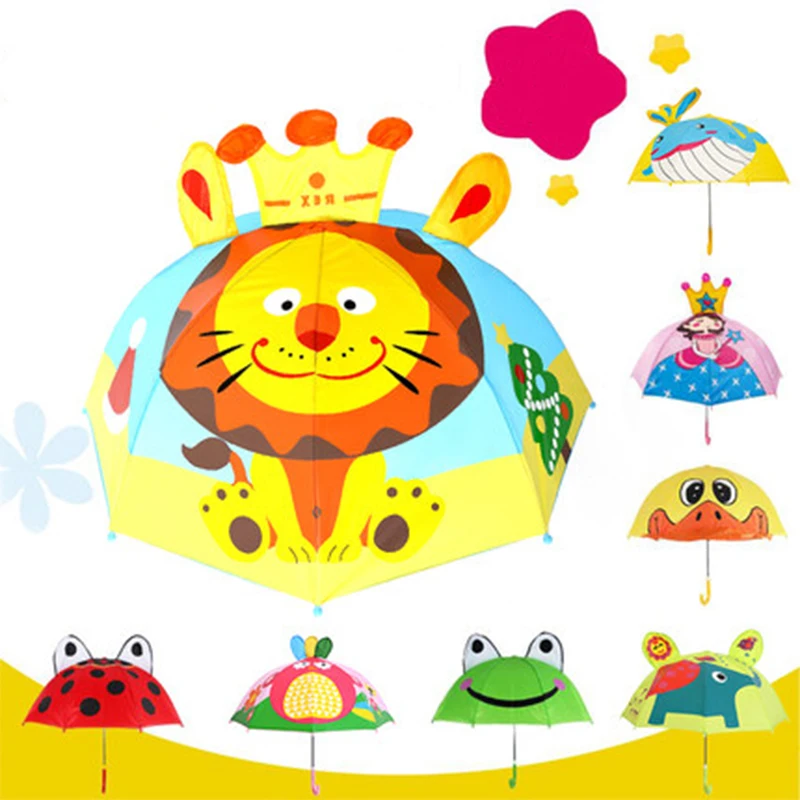 3D Cartoon Kids Non-Automatic Small Rain Umbrella