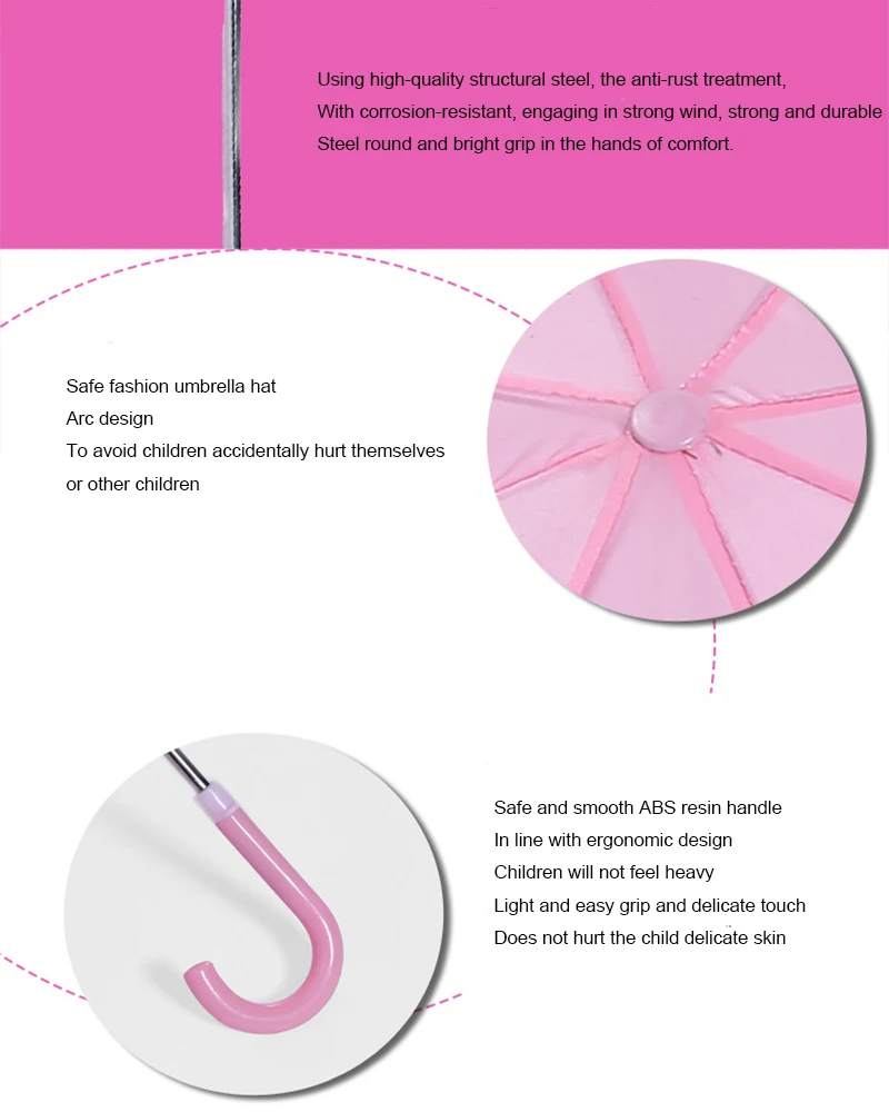 3D Cartoon Kids Non-Automatic Small Rain Umbrella