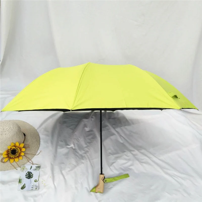 Duck Head Wood Automatic Handle Windproof Umbrella