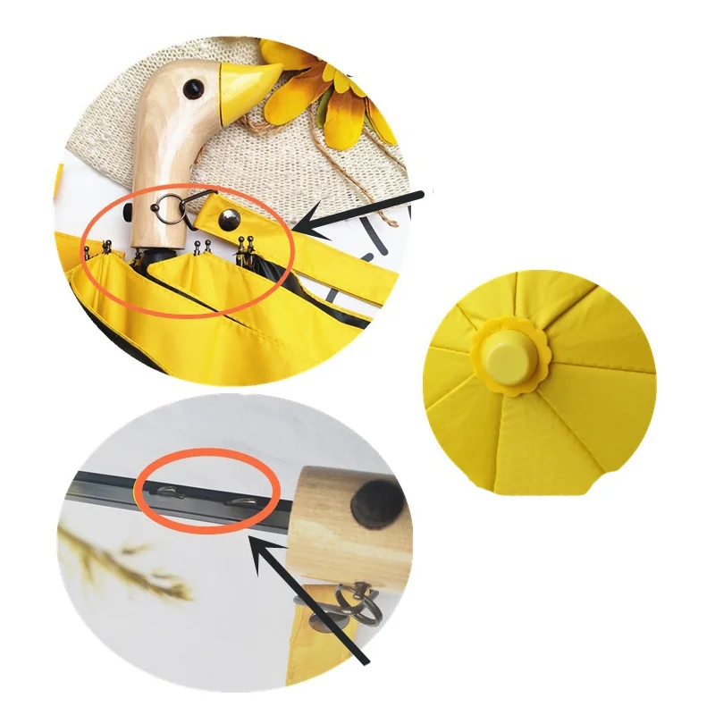 Duck Head Wood Automatic Handle Windproof Umbrella