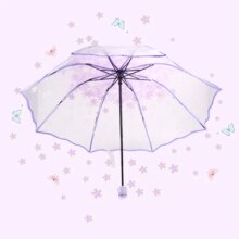 Apollo Cherry Blossom Transparent Tri-Fold Umbrella Apollo Cherry Blossom Transparent Tri-Fold Umbrella