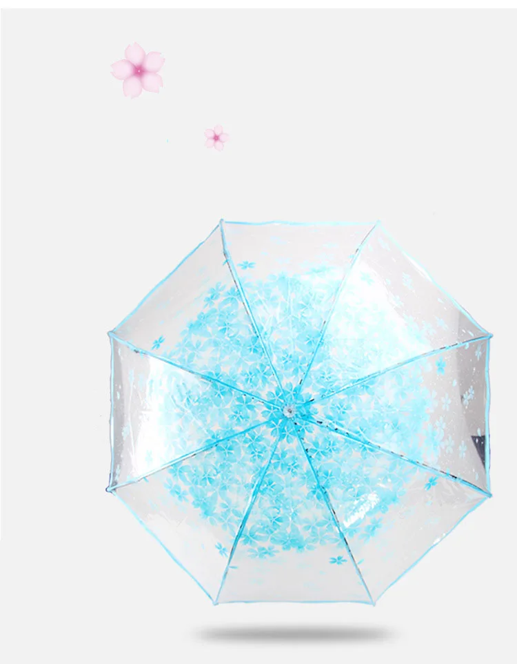 Apollo Cherry Blossom Transparent Tri-Fold Umbrella
