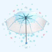 Apollo Cherry Blossom Transparent Tri-Fold Umbrella Apollo Cherry Blossom Transparent Tri-Fold Umbrella