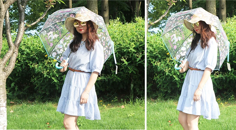 Cartoon Unicorn Transparent Semi Automatic Apollo Umbrellas