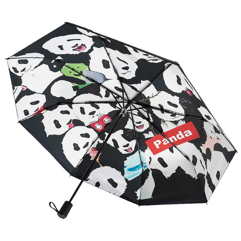 Kawaii Panda Three-Folding Portable Umbrella