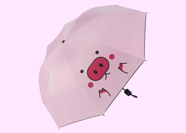 Cartoon Pig Pattern Folding Pink Kawaii Umbrella