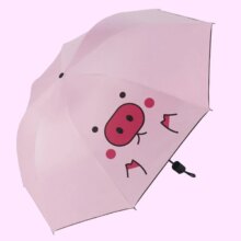 Cartoon Pig Pattern Folding Pink Kawaii Umbrella Cartoon Pig Pattern Folding Pink Kawaii Umbrella