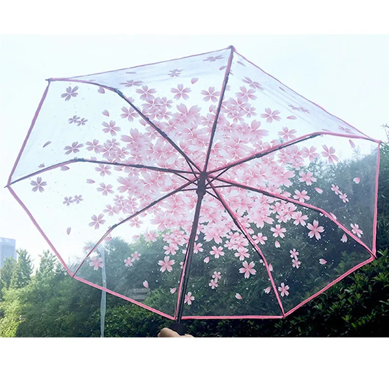 Cherry Blossom & Mushroom Transparent Umbrella