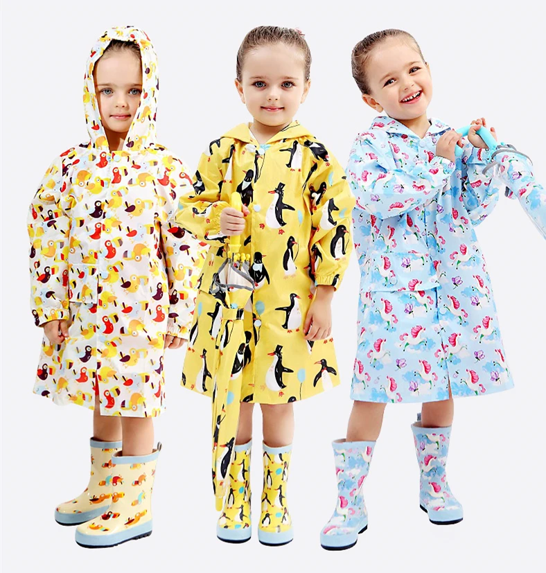 Penguin Pattern Waterproof Nylon Rain Coat
