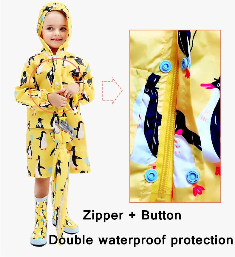 Penguin Pattern Waterproof Nylon Rain Coat