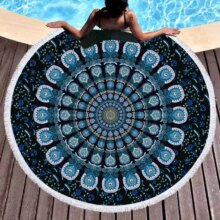 Bohemian Geometric Colorful Round Beach Towel With Tassel Bohemian Geometric Colorful Round Beach Towel With Tassel