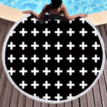 Bohemian Geometric Colorful Round Beach Towel With Tassel Bohemian Geometric Colorful Round Beach Towel With Tassel