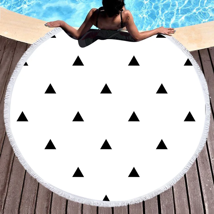 Bohemian Geometric Colorful Round Beach Towel With Tassel