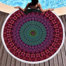 Bohemian Geometric Colorful Round Beach Towel With Tassel Bohemian Geometric Colorful Round Beach Towel With Tassel