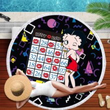 Betty Boop Swimming Round Towel Microfiber With Tassels Betty Boop Swimming Round Towel Microfiber With Tassels