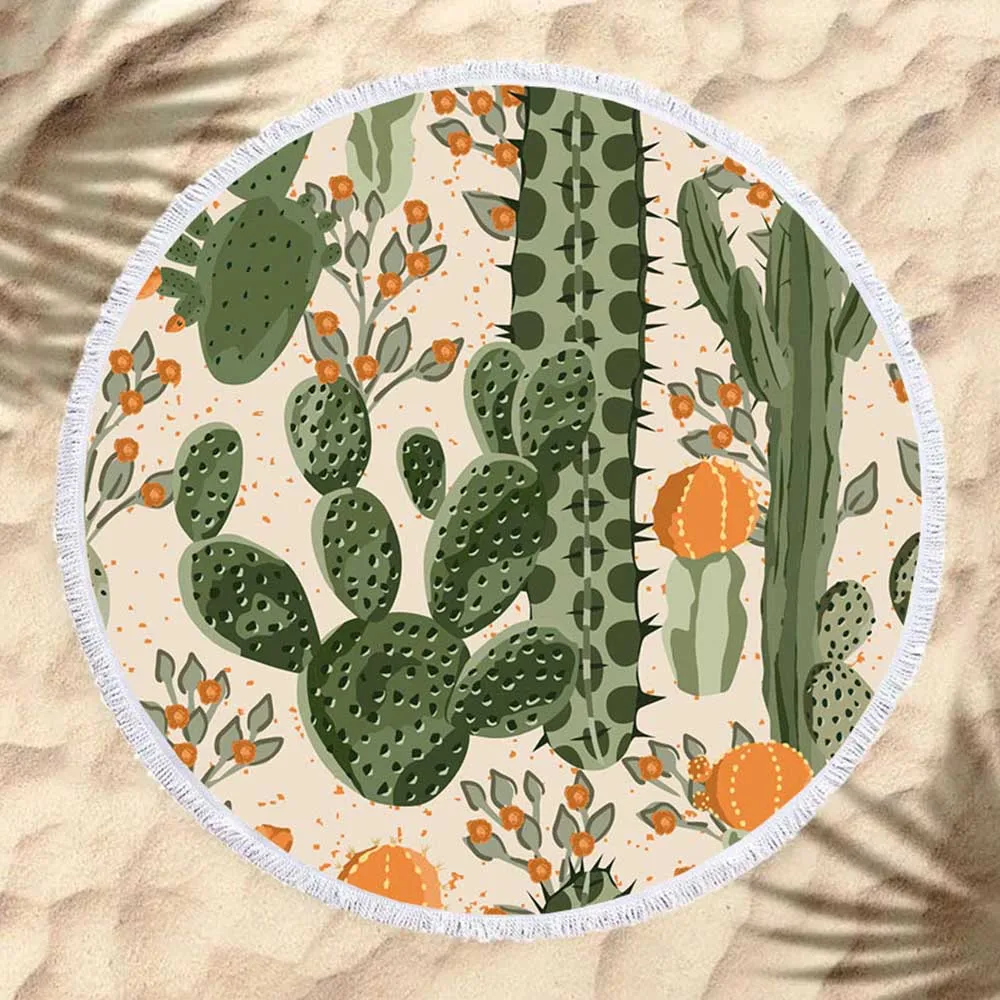 Pineapple Watermelon Fruits And Plant Print Round Swimming Towel