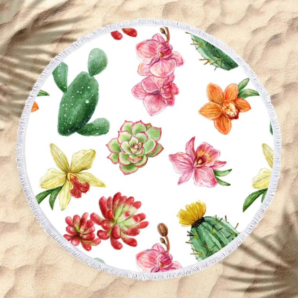 Pineapple Watermelon Fruits And Plant Print Round Swimming Towel