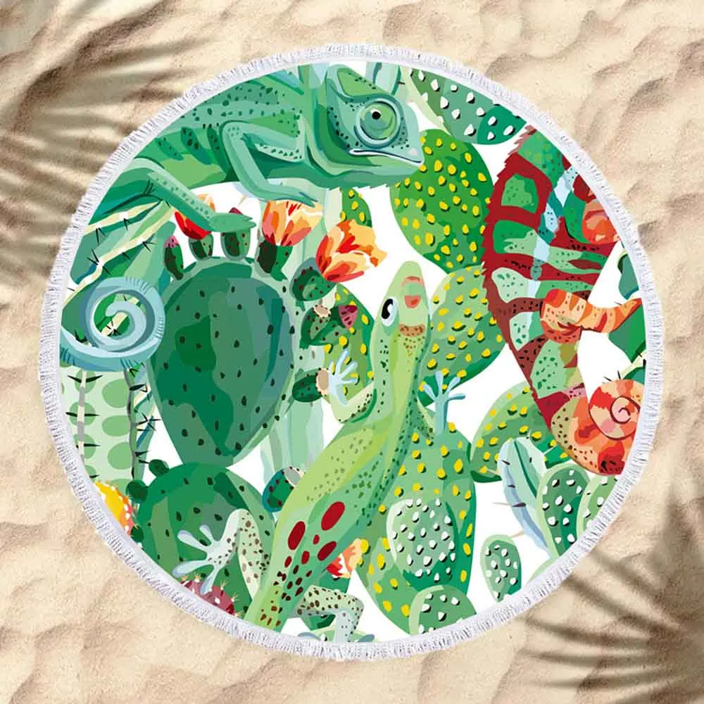 Pineapple Watermelon Fruits And Plant Print Round Swimming Towel