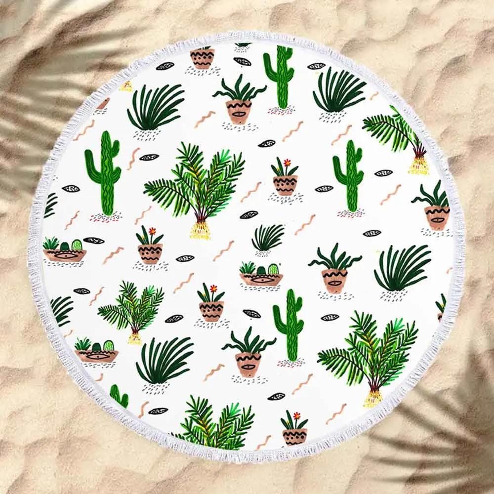 Pineapple Watermelon Fruits And Plant Print Round Swimming Towel