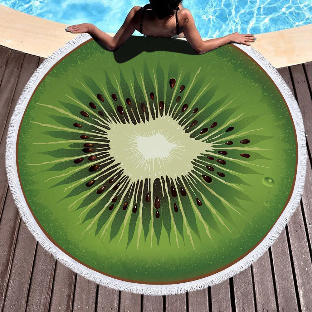 Fruit Orange/Lemon/Watermelon/Tomatoes Printed Large Round Beach Towel