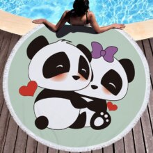 Cartoon Panda Print Round Thick Microfiber Beach Towel Cartoon Panda Print Round Thick Microfiber Beach Towel