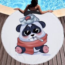 Cartoon Panda Print Round Thick Microfiber Beach Towel Cartoon Panda Print Round Thick Microfiber Beach Towel