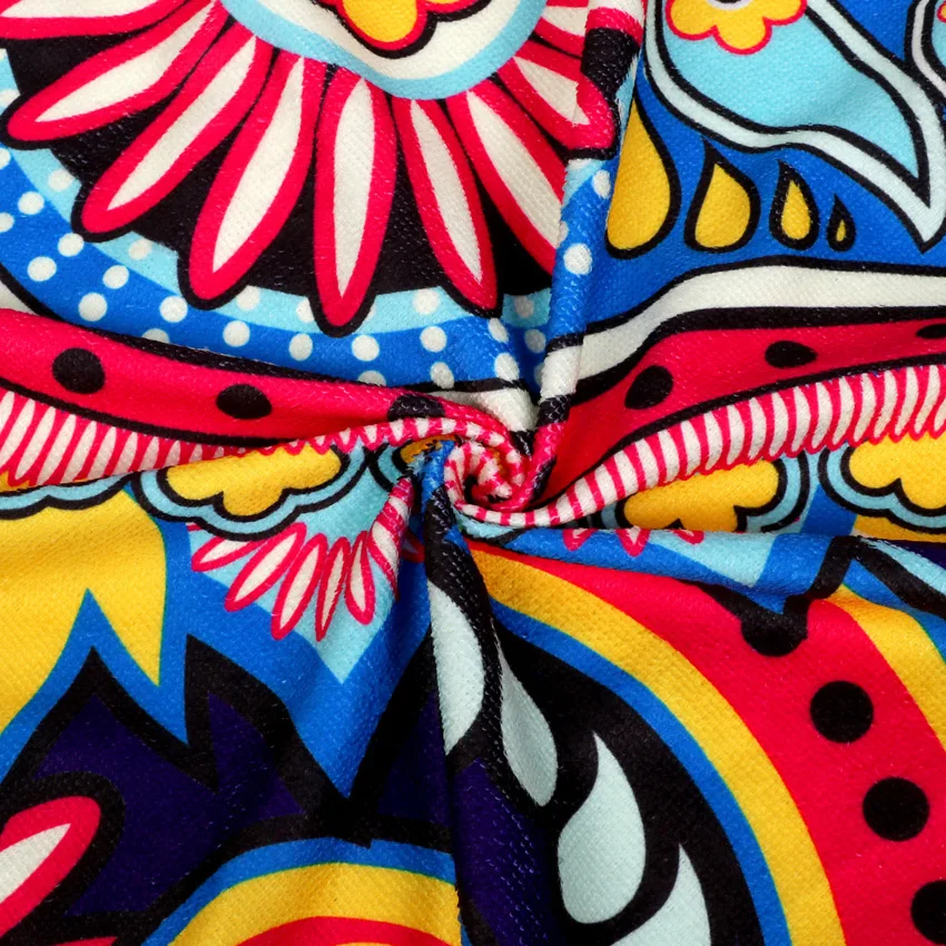 Cartoon Panda Print Round Thick Microfiber Beach Towel