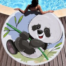 Cartoon Panda Print Round Thick Microfiber Beach Towel Cartoon Panda Print Round Thick Microfiber Beach Towel