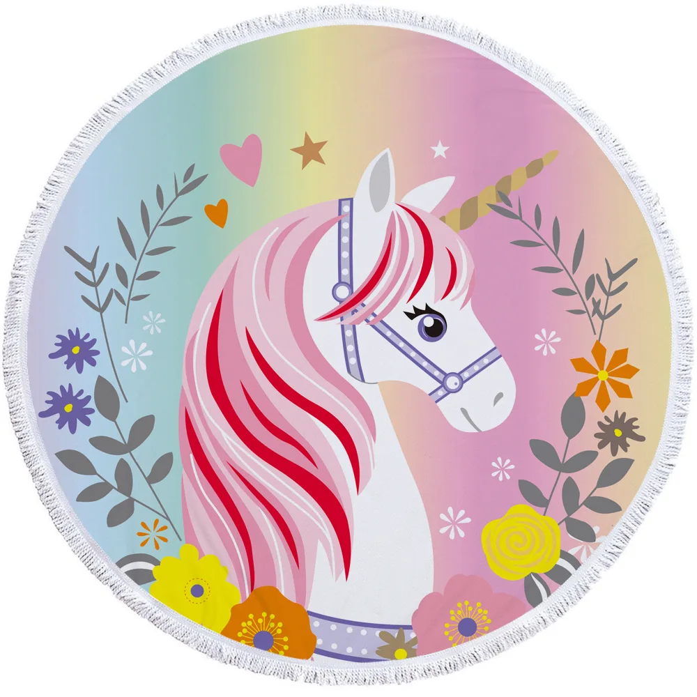 Unicorn Style Portable Swimming Towel With Bundle Pocket Set