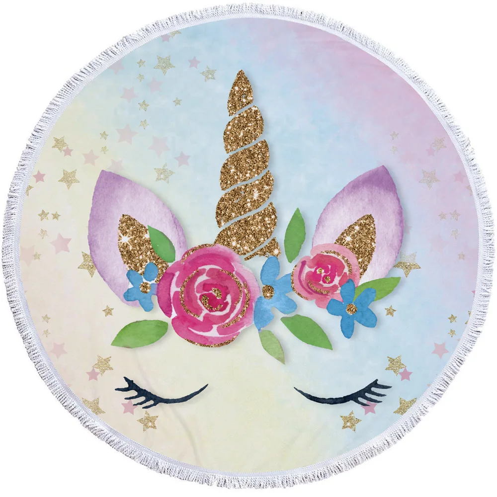 Unicorn Style Portable Swimming Towel With Bundle Pocket Set