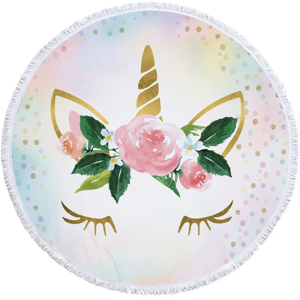 Unicorn Style Portable Swimming Towel With Bundle Pocket Set