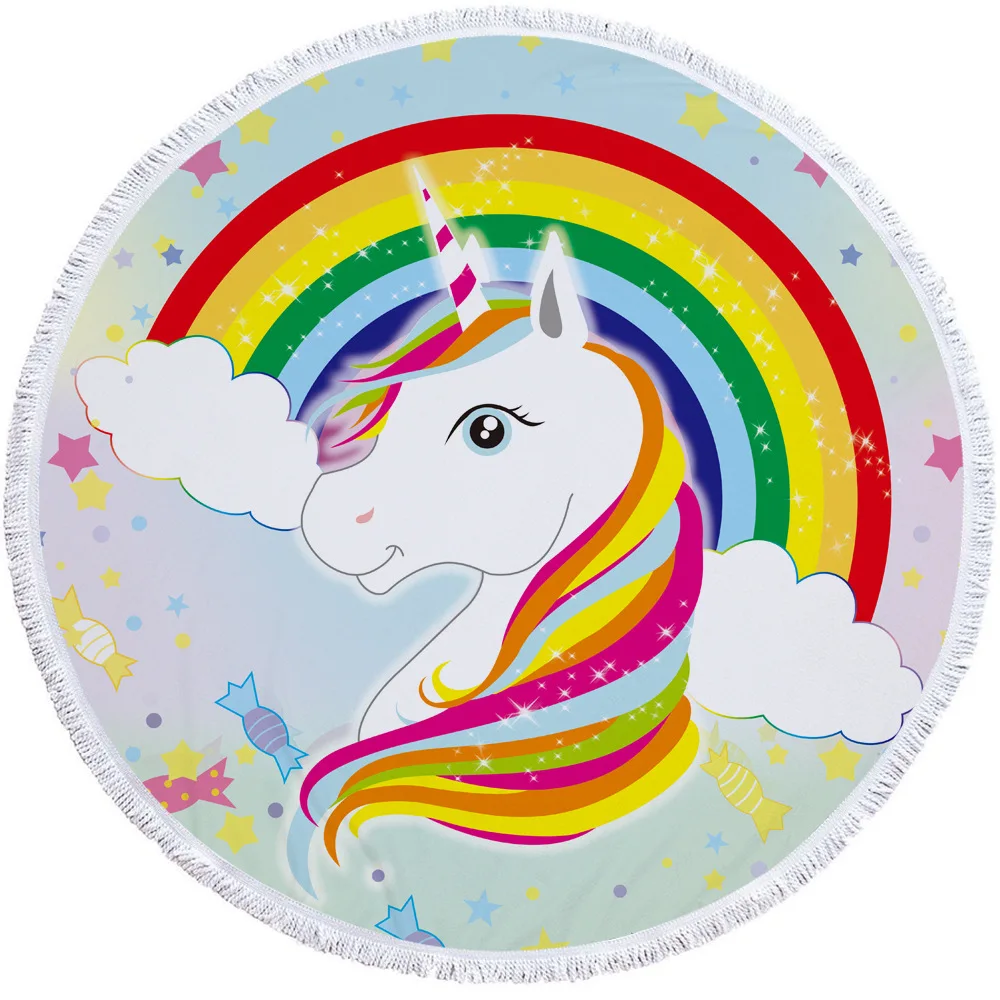 Unicorn Style Portable Swimming Towel With Bundle Pocket Set