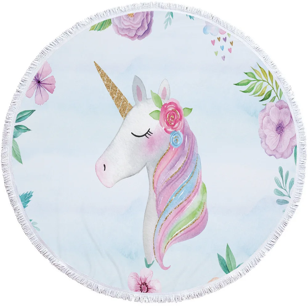 Unicorn Style Portable Swimming Towel With Bundle Pocket Set