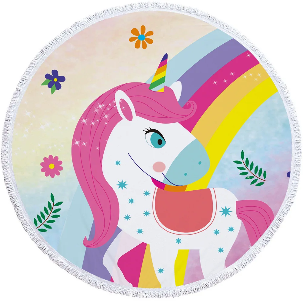 Unicorn Style Portable Swimming Towel With Bundle Pocket Set