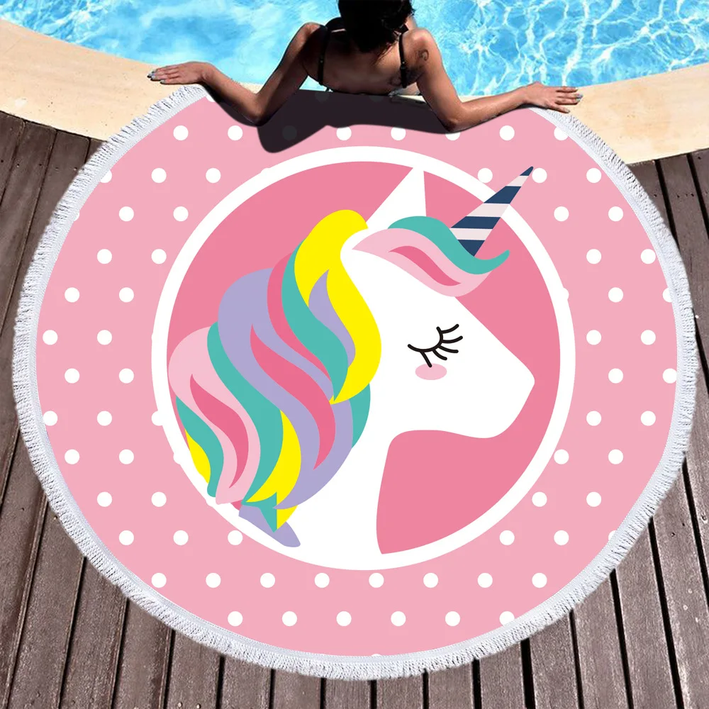 Unicorn Style Portable Swimming Towel With Bundle Pocket Set