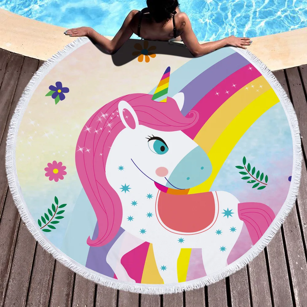 Unicorn Style Portable Swimming Towel With Bundle Pocket Set