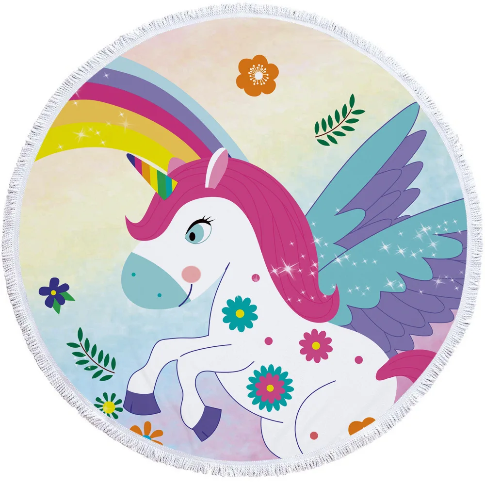 Unicorn Style Portable Swimming Towel With Bundle Pocket Set