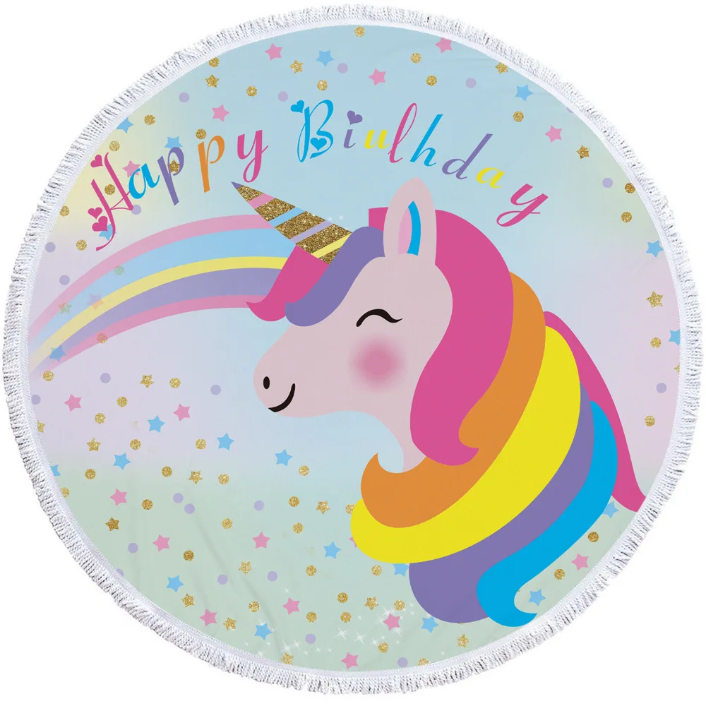 Unicorn Style Portable Swimming Towel With Bundle Pocket Set