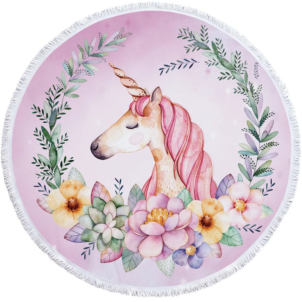 Unicorn Style Portable Swimming Towel With Bundle Pocket Set