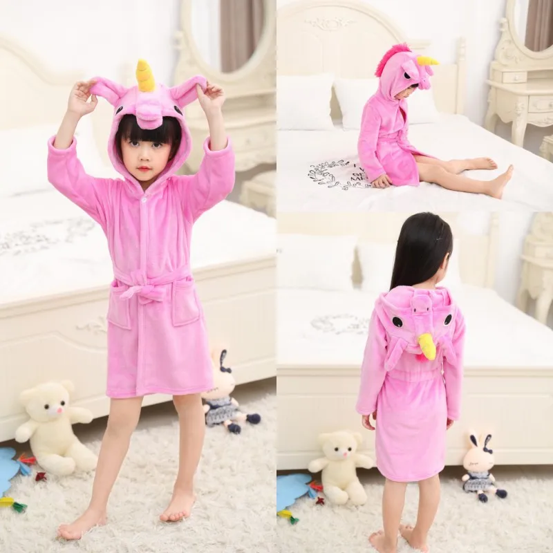 Anime Unicorn Bathrobe Flannel Nightgown Towel