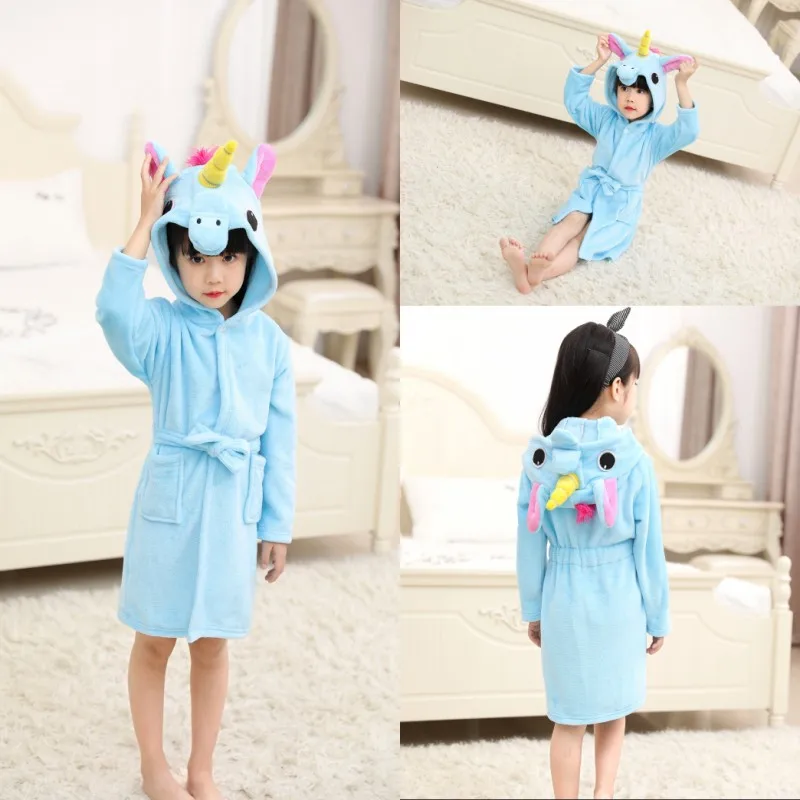 Anime Unicorn Bathrobe Flannel Nightgown Towel