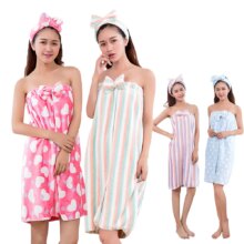 Kawaii Absorbent Microfiber Nightgown Towel With Bow Wrap Kawaii Absorbent Microfiber Nightgown Towel With Bow Wrap