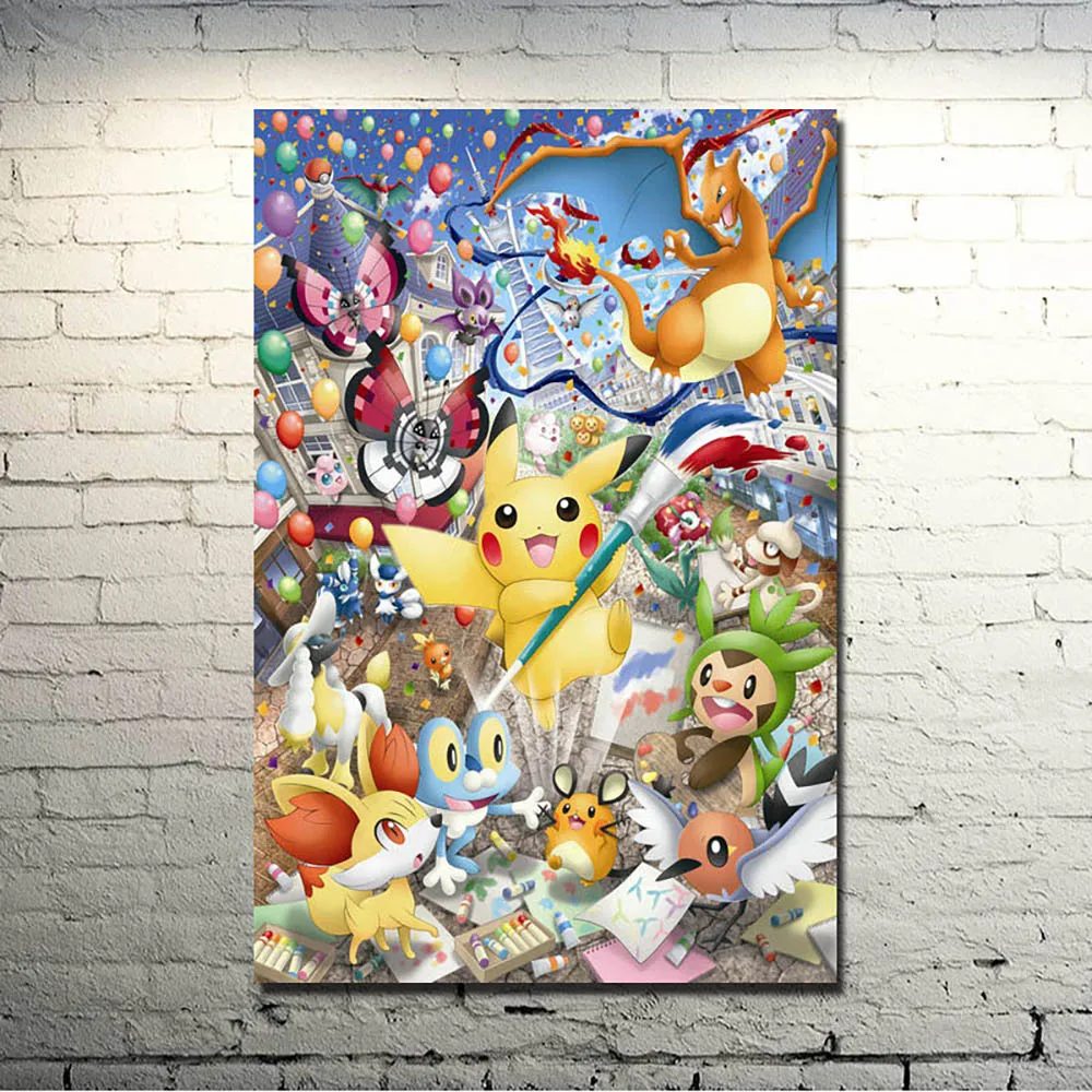 Pokemon Pikachu Animation Printed Canvas Poster Pokemon Pikachu Animation Printed Canvas Poster