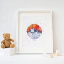 Pokemon Pokeball Watercolor Print Wall Poster Pokemon Pokeball Watercolor Print Wall Poster
