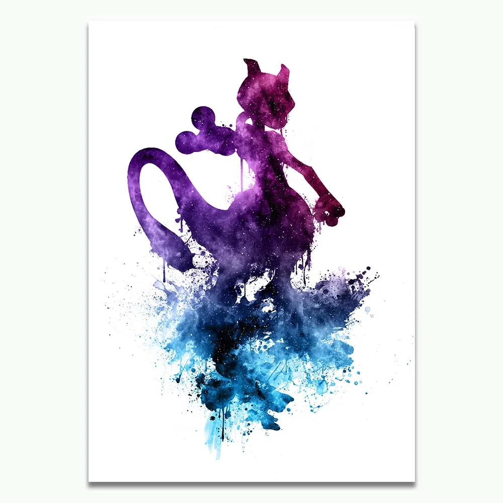 Mewtwo - Pokemon Print Art Silk Fabric Poster