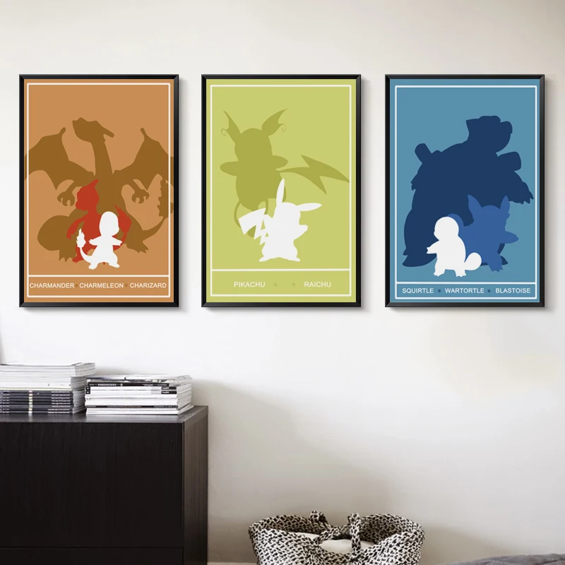 Pokemon Go Monster Evolution Animation Painting Canvas Wall Art Poster